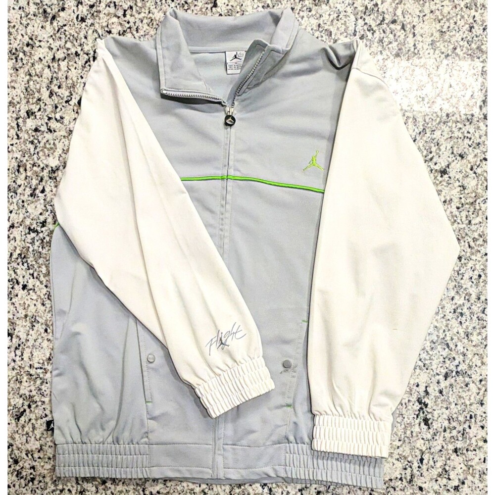 Jordan Flight Jacket Track Warm Up Grey Green Bean Retro 5 XL Stains Read